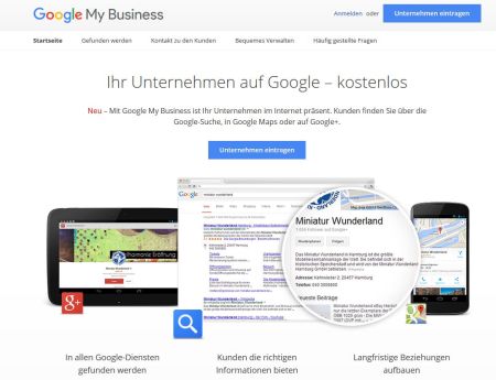 Google MyBusiness auf Google+, Google Suche und Google Maps